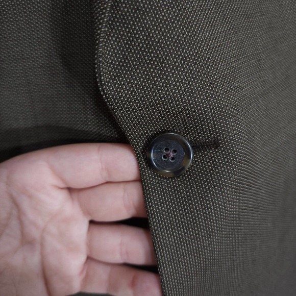 Burberry Mens Blazer Brown Wool Academia Suit Jacket USA Academia Vintage Sz 44L - Picture 6 of 14